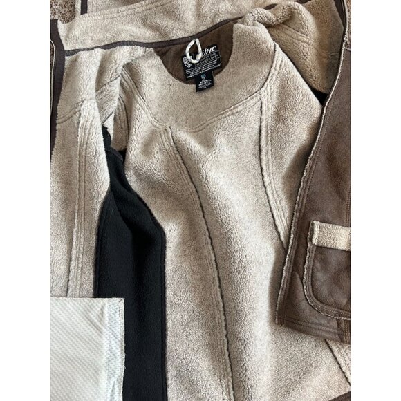 KUHL Projekt Dani Sherpa Jacket Lined Coat Faux Leather XS Extra Small Hooded - Picture 6 of 12
